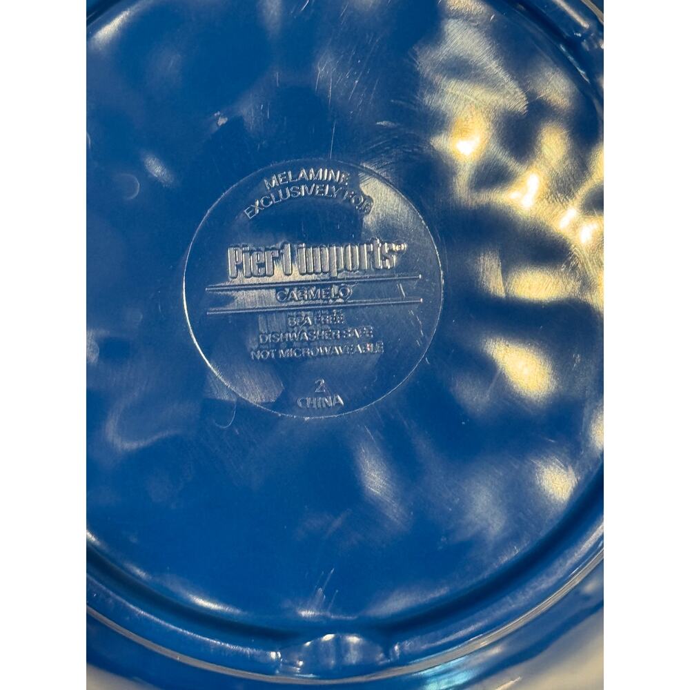 Set of 4 Pier 1 Carmelo Blue Rustic Crackle Melamine 7" Bowls - Picture 4 of 4